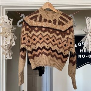 Anthropologie carson cropped geometric sweater